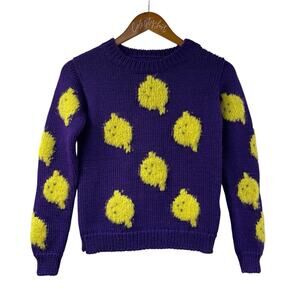 Lemon Sweater The Animals Observatory Arty Bull Size 10 Italian Yarn NWT